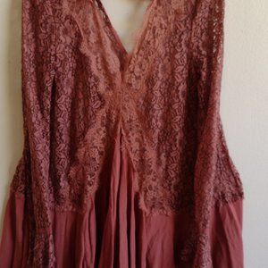 Free People Brown Lace Dress Long Sleeves Size S